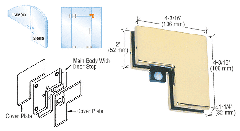 CRL Brass Sidelite Mounted Transom Patch With Reversible Door Stop