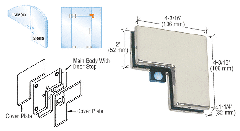 CRL Brushed Stainless Sidelite Mounted Transom Patch with Reversible Door Stop