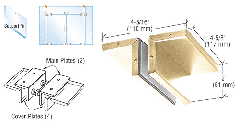 CRL Brass Ceiling Mounted Support Fin Bracket Patch Fitting