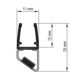 CRL Black 45° Left Hand Magnetic Profile, 6 - 8 mm, 2500 mm