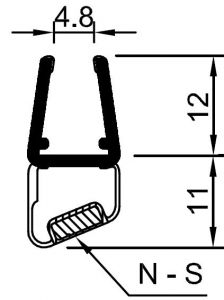 CRL 135º LH Magnetic Profile for 6 mm and 8 mm Glass, 2010 mm