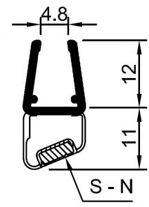 CRL 135º RH Magnetic Profile for 6 mm and 8 mm Glass, 2010 mm