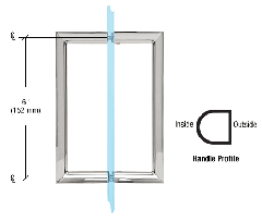 CRL 6" Polished Chrome RM Series Flat Outside Surface/Round Tubing Inside Back-to-Back Pull Handle