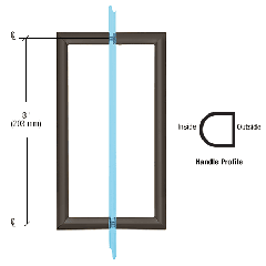 CRL 8" Oil Rubbed Bronze RM Series Flat Outside Surface/Round Tubing Inside Back-to-Back Pull Handle