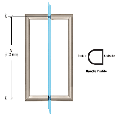 CRL 8" Brushed Nickel RM Series Flat Outside Surface/Round Tubing Inside Back-to-Back Pull Handle