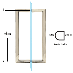 CRL 8" Polished Nickel RM Series Flat Outside Surface/Round Tubing Inside Back-to-Back Pull Handle