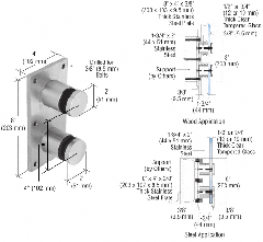 CRL 316 Polished Stainless Steel Standard 2" Glass Rail Standoff Fitting with Mounting Plate