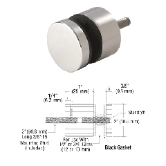 CRL Polished Stainless Glass Rail Standoff Base and Cap - 1" Projection