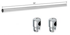 CRL Round Support Bar Set 19mm Diameter Glass to Glass Mount Chrome