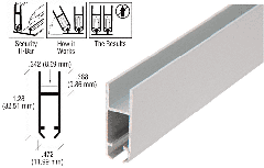 CRL Satin Anodized Security H-Bar for Anti-Lift Showcase Track Assembly - 144"