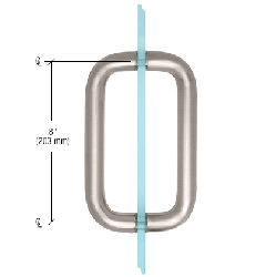 CRL Brushed Nickel 8" Back-to-Back Solid Brass 1" Diameter Pull Handle Without Metal Washers