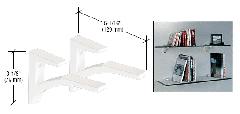 CRL White - Aluminum Shelf Bracket for 5/8" to 3/4" Glass