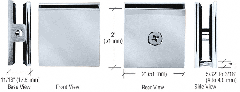 CRL Brushed Satin Chrome Square Style Hole-in-Glass Fixed Panel U-Clamp