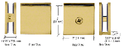 CRL Satin Brass Square Style Hole-in-Glass Fixed Panel U-Clamp