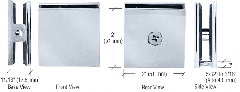 CRL Satin Chrome Square Style Hole-in-Glass Fixed Panel U-Clamp