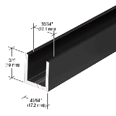 CRL Matte Black 1/2" Fixed Panel Shower Door Deep U-Channel - 95"