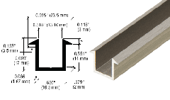 CRL 98" Brushed Nickel U-Channel for 1/2" Glass Recess