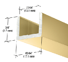 CRL Brite Gold Anodized Frameless Shower Door Aluminum Regular U-Channel for 1/2" Thick Glass