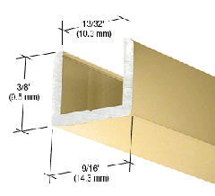 CRL Brite Gold Anodized Frameless Shower Door Aluminum Regular U-Channel for 3/8" Thick Glass