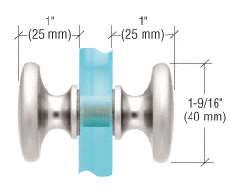 CRL Satin Chrome Traditional Style Back-to-Back Shower Door Knobs