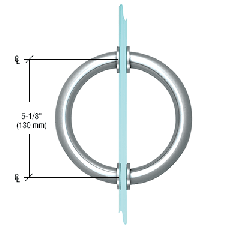 CRL Polished Chrome 5-1/8" Tubular Back-to-Back Circular Style Brass Shower Door 3/4" Diameter Pull Handles