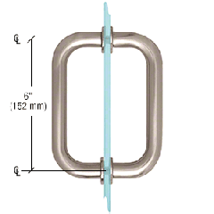 CRL Brushed Nickel 6" Tubular Back-to-Back 3/4" Diameter Shower Door Pull Handles