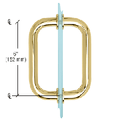 CRL Polished Brass 6" Tubular Back-to-Back 3/4" Diameter Shower Door Pull Handles