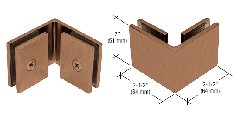 CRL Antique Brass Square 90 Degree Glass-to-Glass Clamp