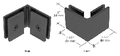 CRL Matte Black Square 90 Degree Glass-to-Glass Clamp