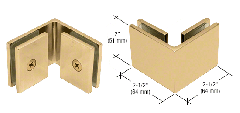 CRL Satin Brass Square 90 Degree Glass-to-Glass Clamp