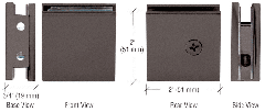 CRL Oil Rubbed Bronze Square Style Notch-in-Glass Fixed Panel U-Clamp