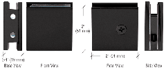 CRL Glashalter, quadratische Klemme 180° für 8 – 12 mm Glas, Schwarz Matt