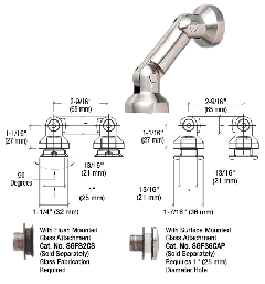 CRL Brushed Stainless Dual Pivot Glass-to-Glass Swivel Fitting