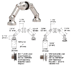 CRL Brushed Stainless Glass Fin-to-Glass Swivel Fitting