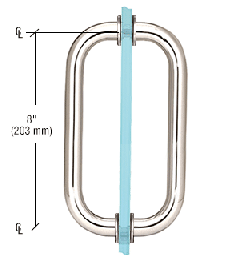 CRL Polished Nickel 8" Back-to-Back Solid Brass 3/4" Diameter Pull Handles with Metal Washers