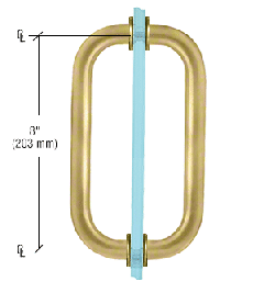 CRL Satin Brass 8" Back-to-Back Solid Brass 3/4" Diameter Pull Handles with Metal Washers