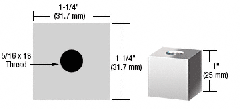 CRL Chrome 1-1/4" Square Standoff Base 1" in Length