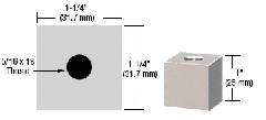 CRL Satin Chrome 1-1/4" Square Standoff Base 1" in Length