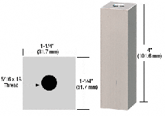 CRL Satin Chrome 1-1/4" Square Standoff Base 4" in Length