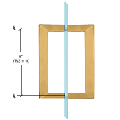 CRL Polished Brass 6" x 6" SQ Series Square Tubing Back-to-Back Pull Handle