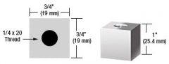 CRL Chrome 3/4" Square Standoff Base 1" Long