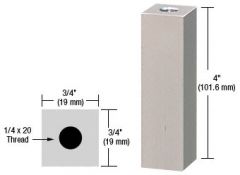 CRL Satin Chrome 3/4" Square Standoff Base 4" Long