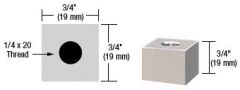 CRL Satin Chrome 3/4" Square Standoff Base 3/4" Long