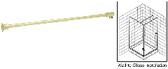 CRL Satin Brass Frameless Shower Door Fixed Panel Wall-To-Glass Support Bar for 1/4" to 5/16" Thick Glass