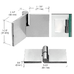 CRL Polished Stainless Left Hand UV Bond Glass-to-Glass Hinge