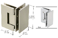 CRL Brushed Nickel Vienna 092 Series 90 Degree Glass-to-Glass Hinge