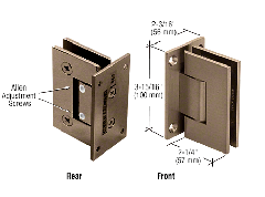 CRL Brushed Bronze Vienna 337 Series Adjustable Wall Mount Full Back Plate Hinge