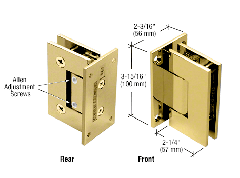 CRL Polished Brass Vienna 337 Series Adjustable Wall Mount Full Back Plate Hinge