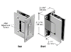 CRL Polished Chrome Vienna 337 Series Adjustable Wall Mount Full Back Plate Hinge