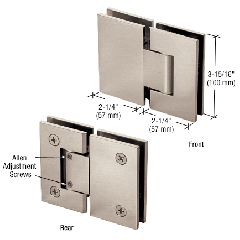 CRL Brushed Nickel Vienna 380 Series Adjustable 180 Degree Glass-to-Glass Hinge